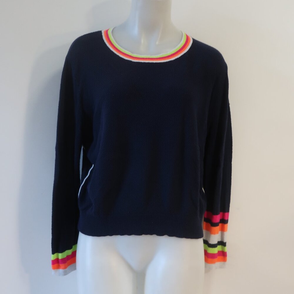 Lisa Todd Dark Blue Sweater with Colorful Accents